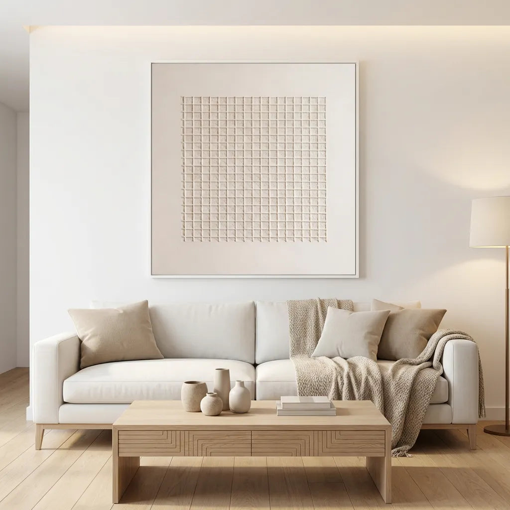 White Minimal Textured Abstract Painting AA#0261