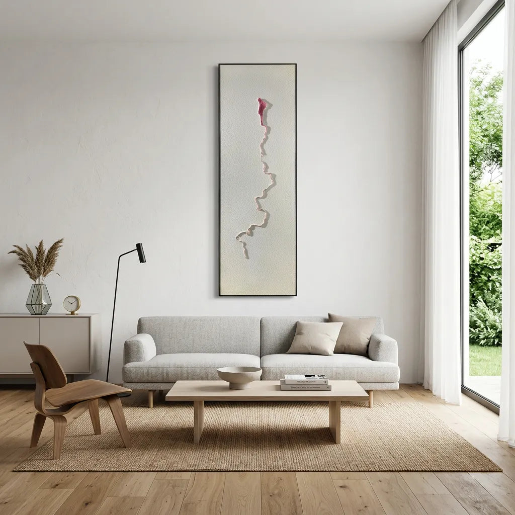 White Silk Thread Relief Print for Zen Minimalist Hallway YY#1514