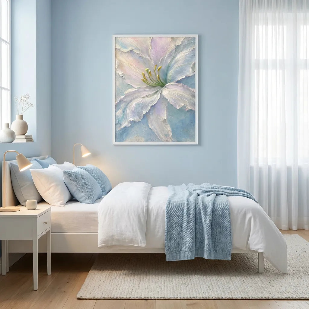 White Textured Floral Painting AA#0263
