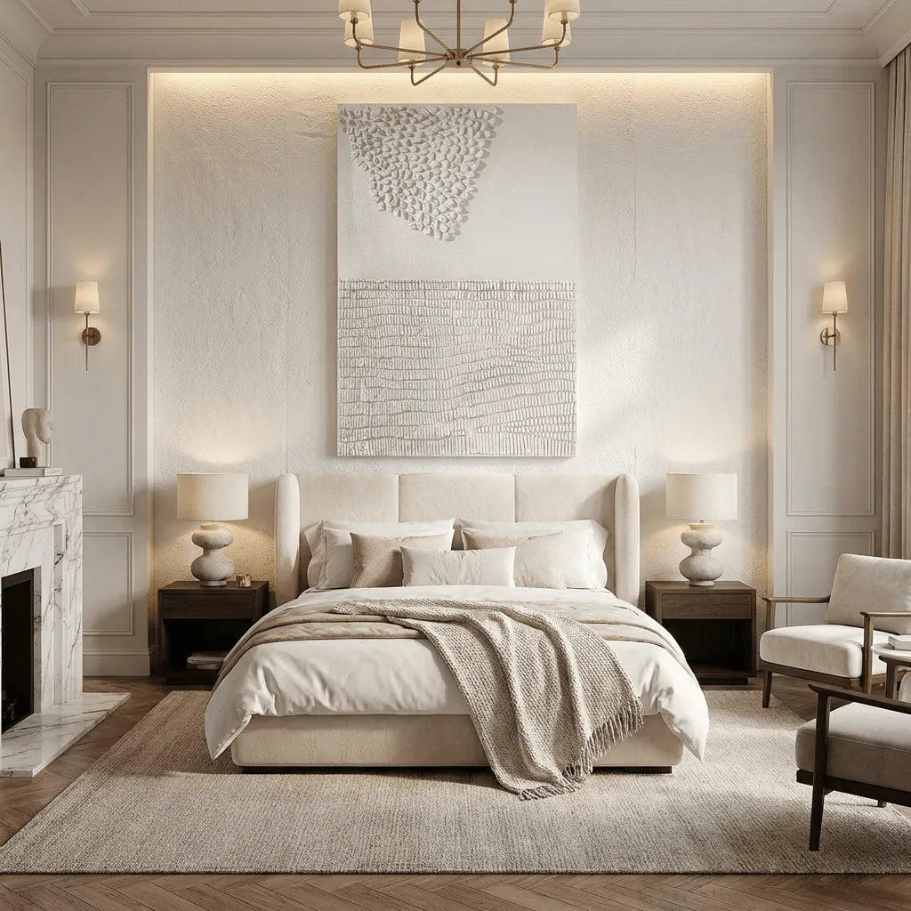 White Textured Minimalist Abstract Wall Art PM#3601