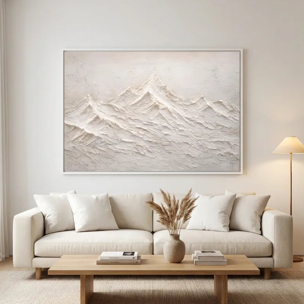 White Textured Mountain Painting AA#0270