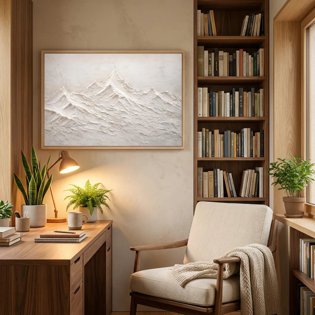 White Textured Mountain Painting AA#0270