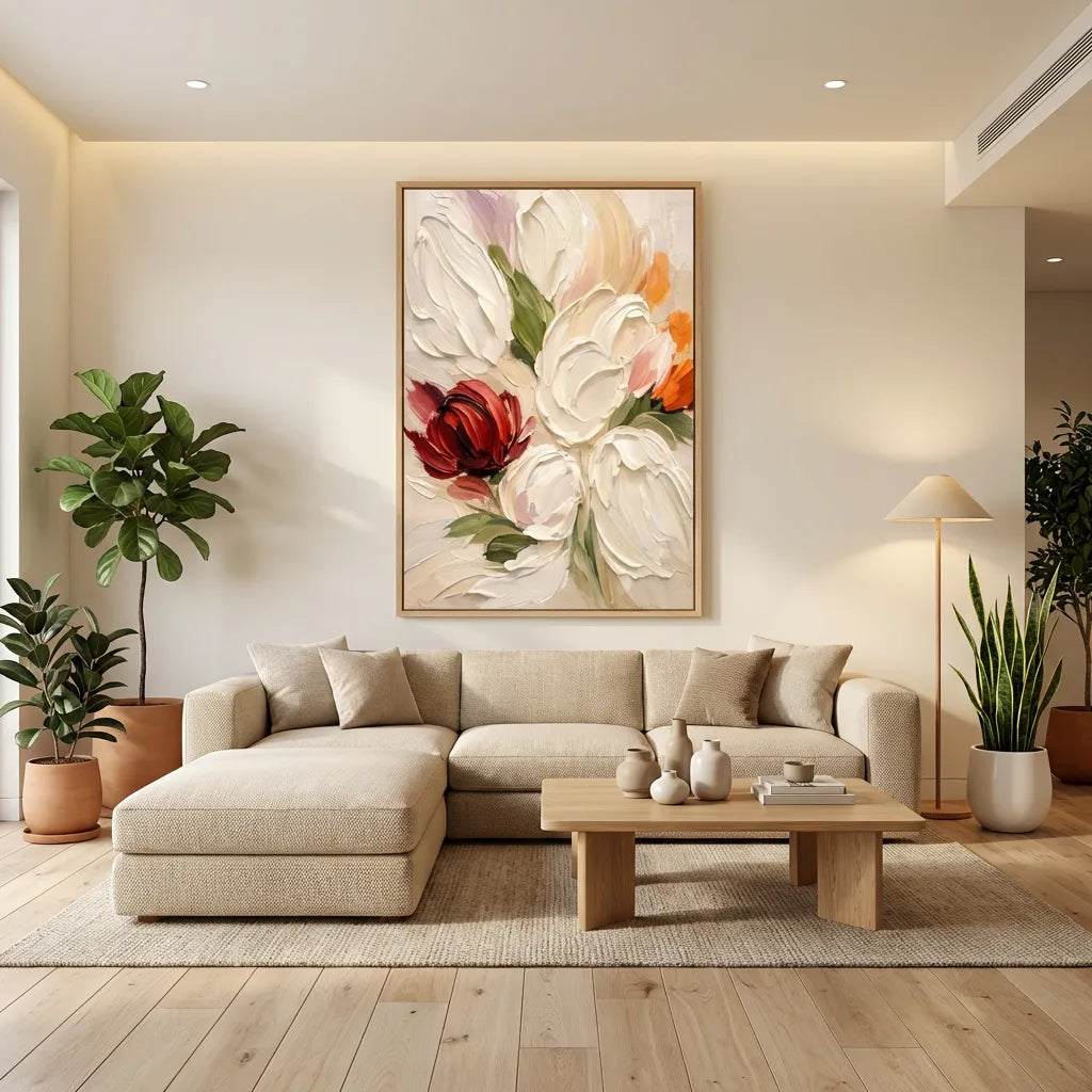 White Tulip Impasto Painting AA#0217