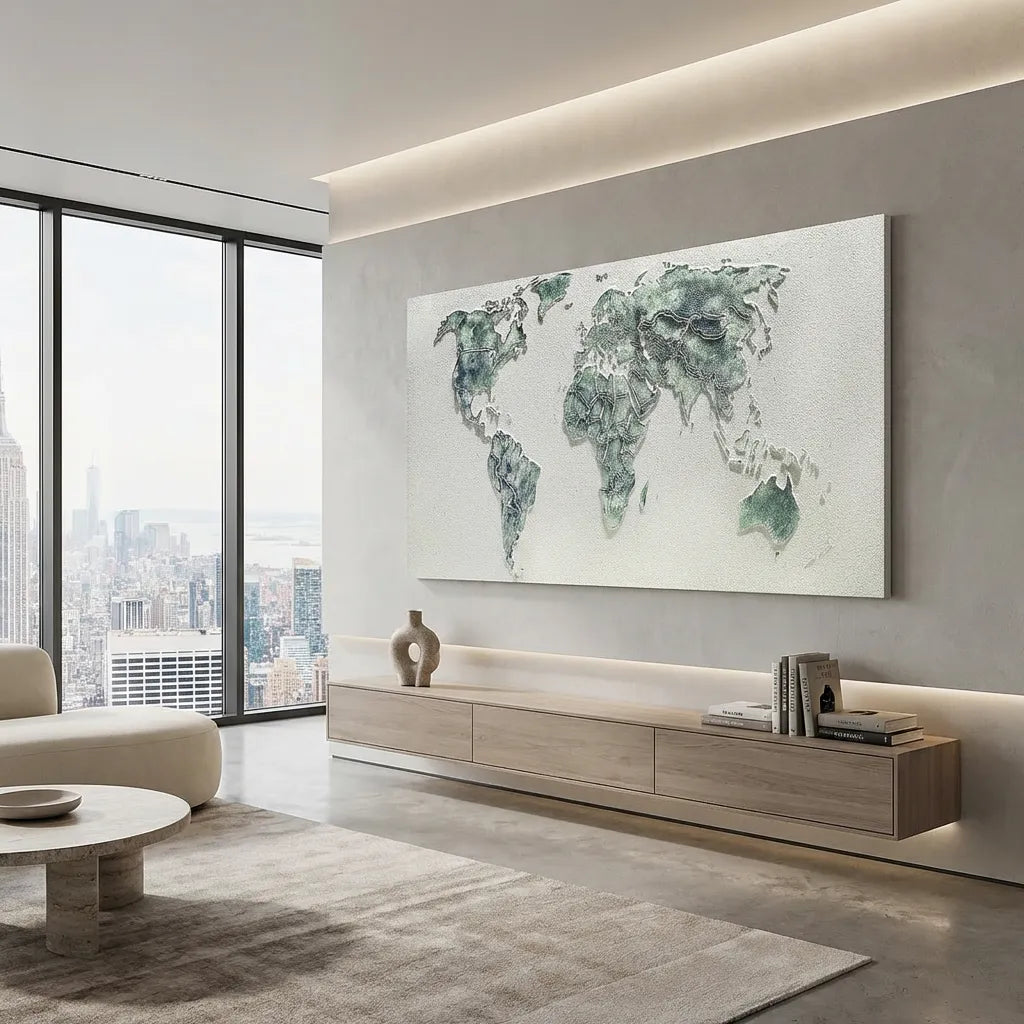 World Map Relief Canvas PM#3639