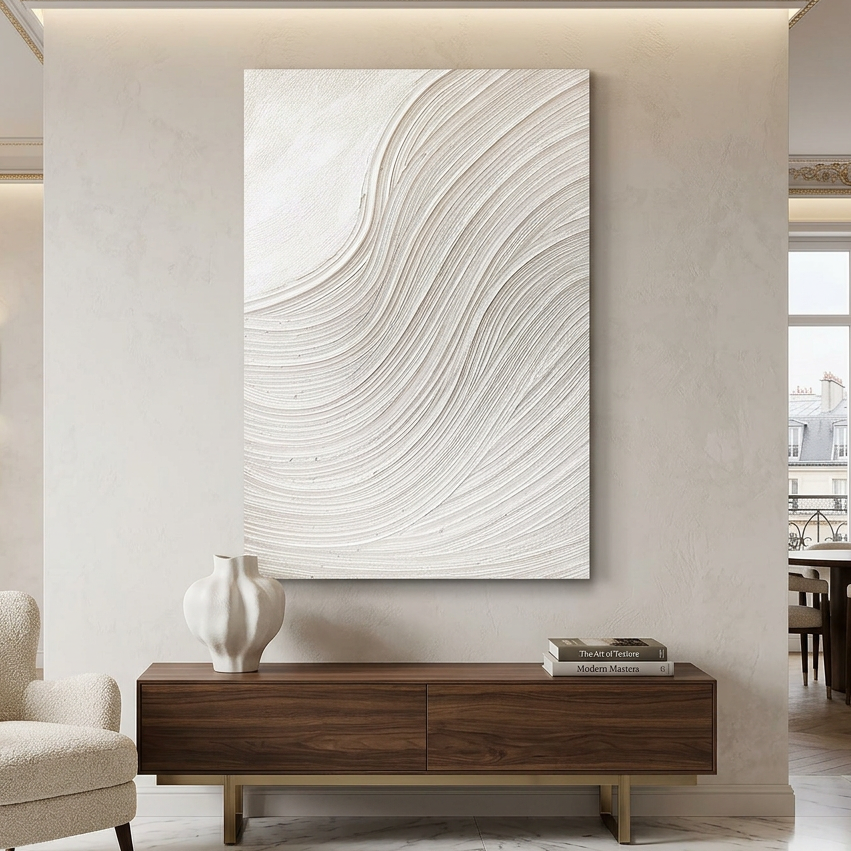Beige Wave Textured Abstract Painting PM#3121