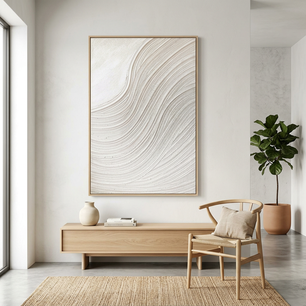 Beige Wave Textured Abstract Painting PM#3121