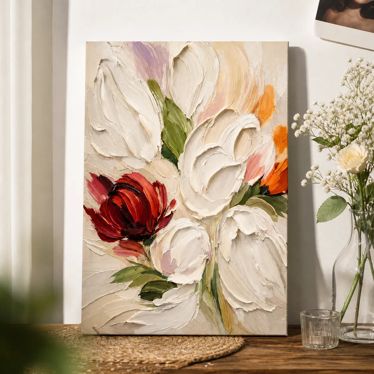 White Tulip Impasto Painting AA#0217
