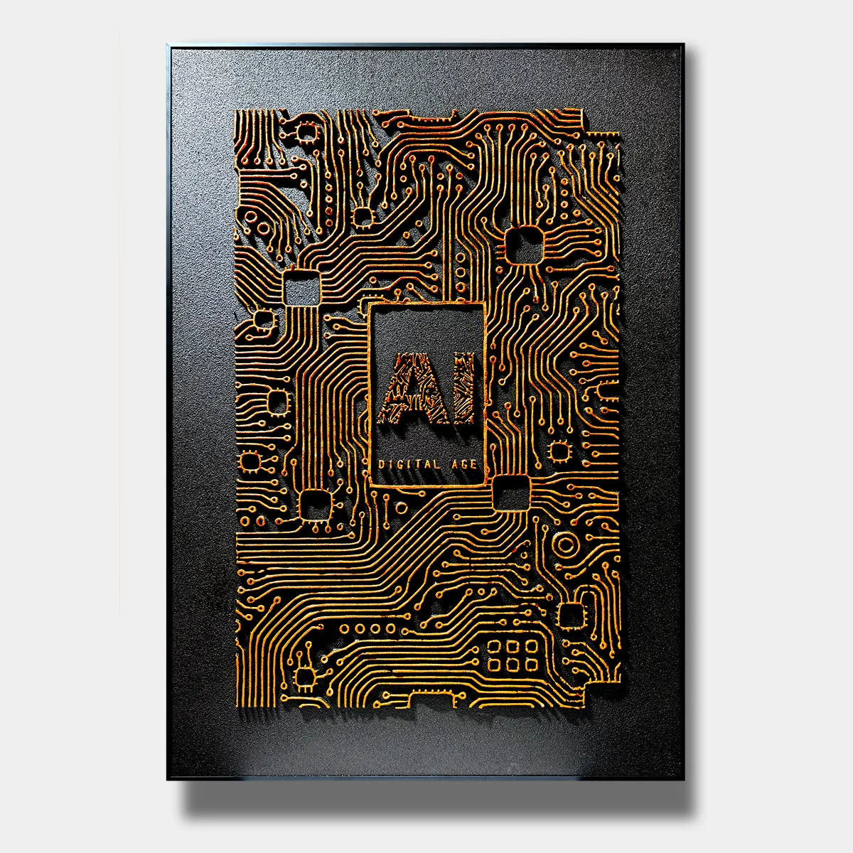 AI Circuit Board Relief Print for Tech Office Wall Decor YY#1511