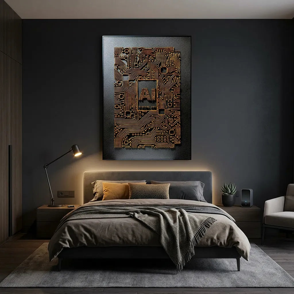 AI Circuit Board Relief Print for Tech Office Wall Decor YY#1511