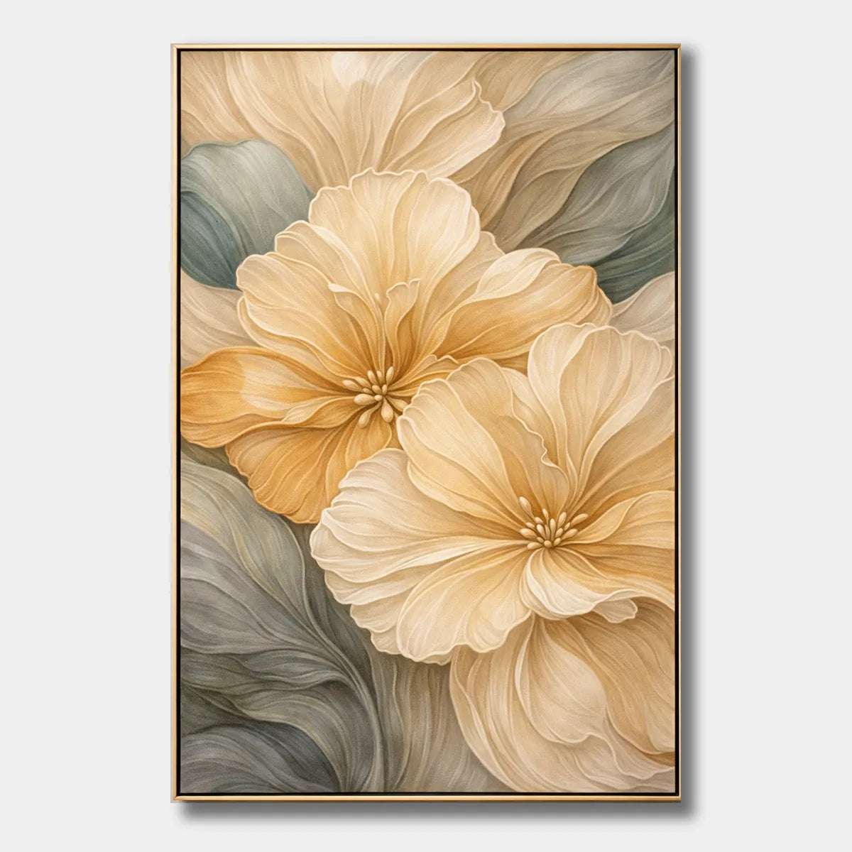 Amber Bloom-Cream Botanical Painting AP#0660