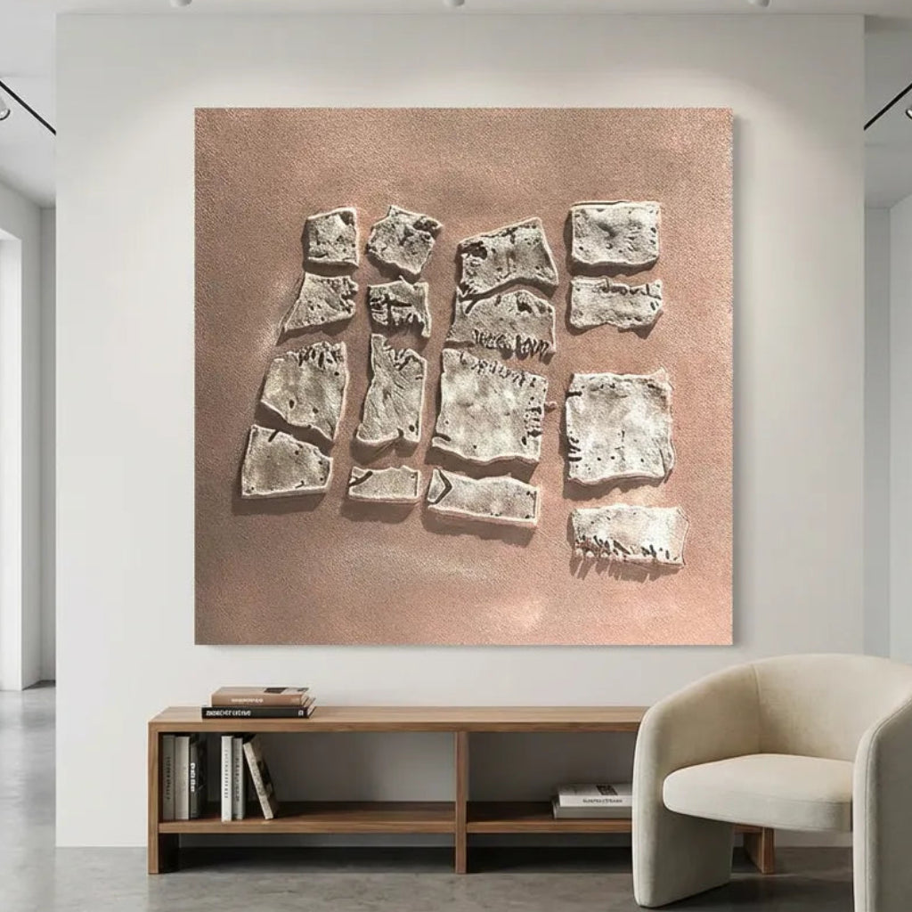 Ancient Tablet-Inspired 3D Textured Abstract Art PM#3605