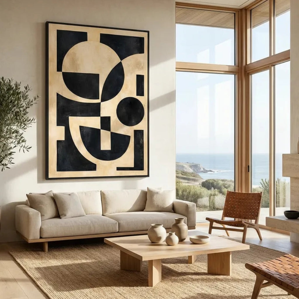 Beige Geometric Abstract Painting AP#0628