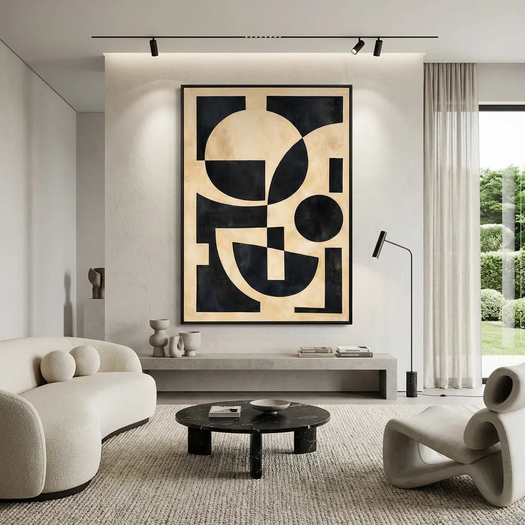 Beige Geometric Abstract Painting AP#0628