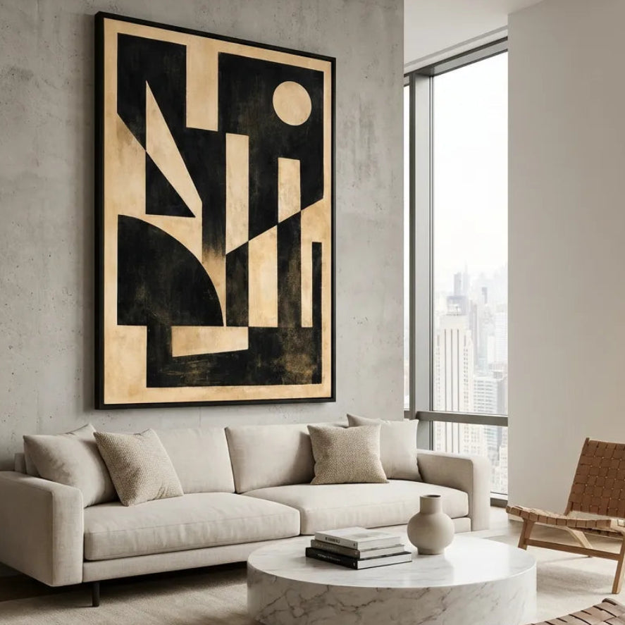 Beige Geometric Abstract Painting AP#0629