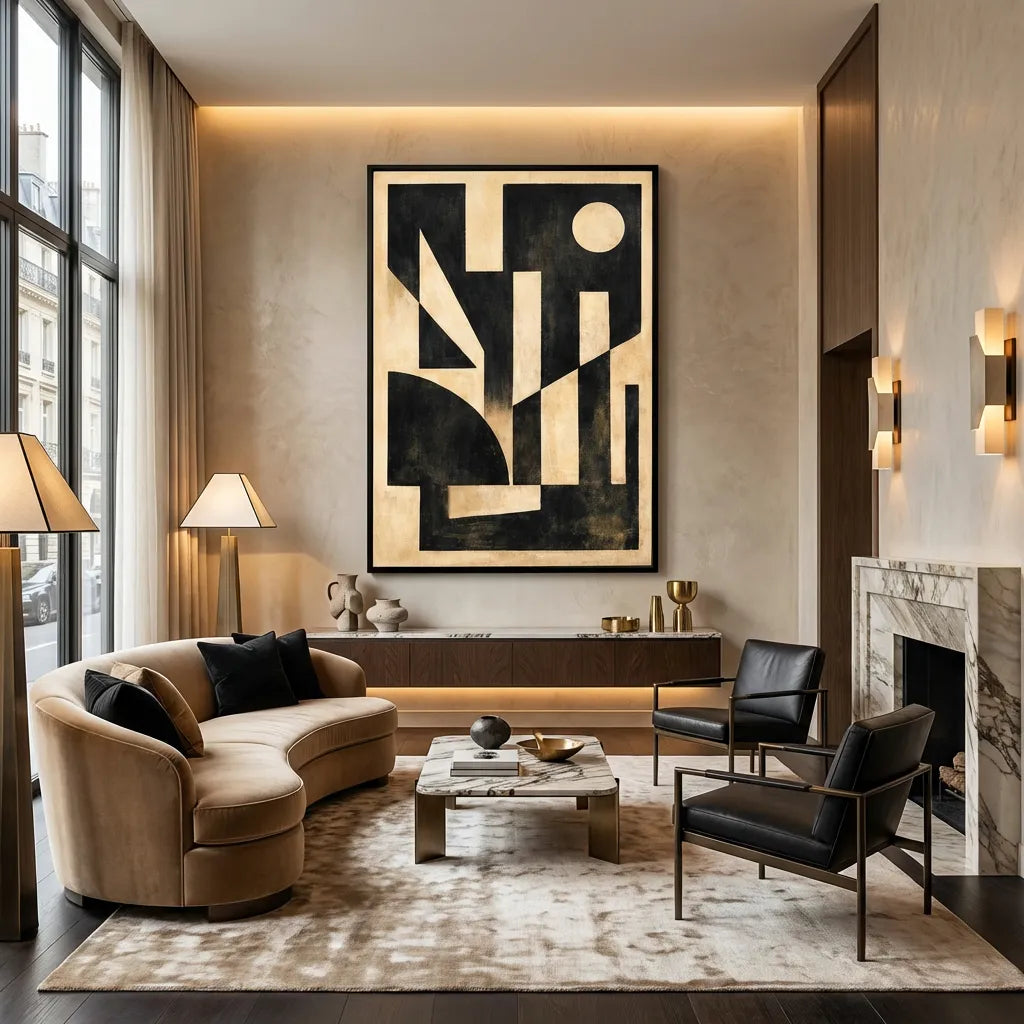 Beige Geometric Abstract Painting AP#0629