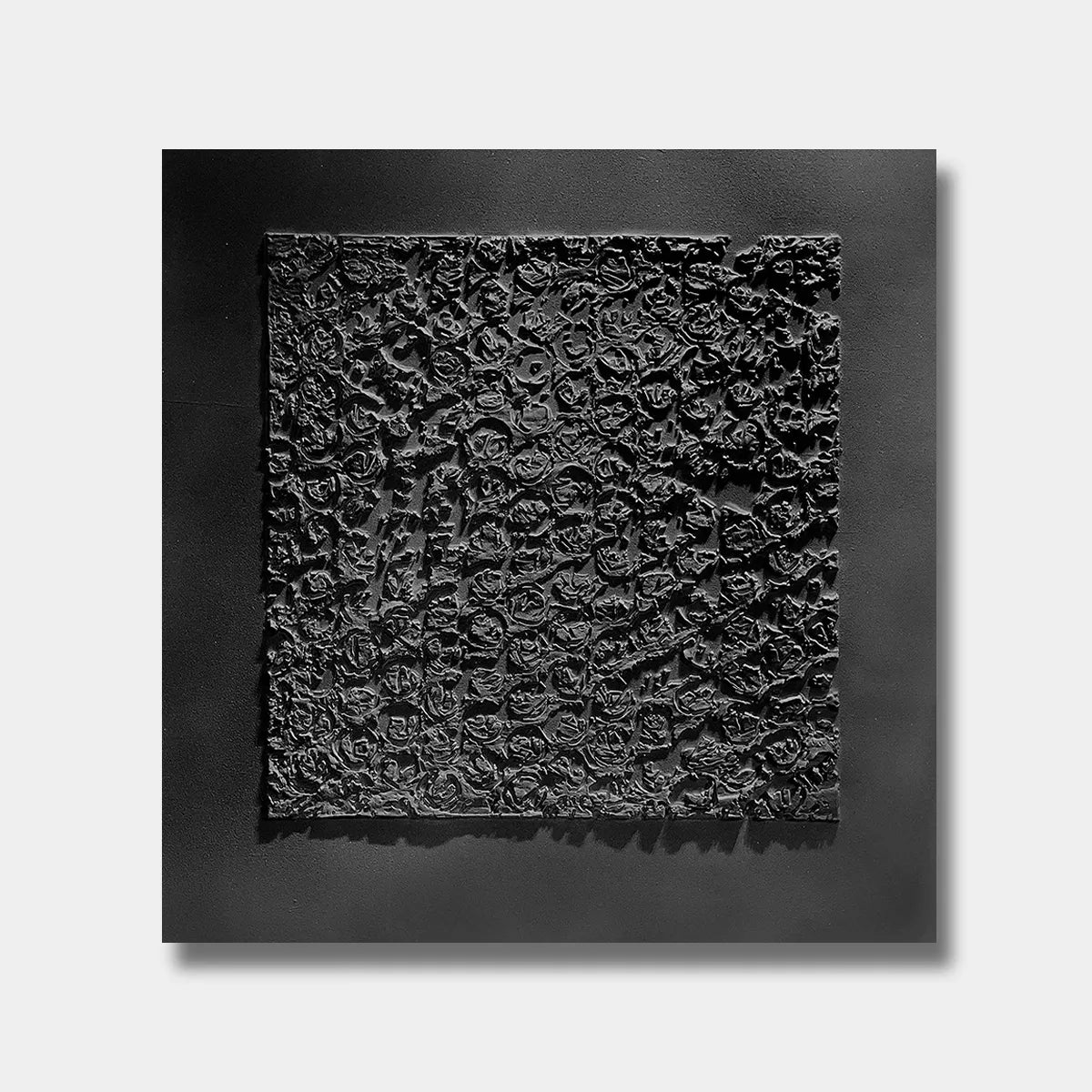 Black Floral Textured Abstract Painting PM#3691