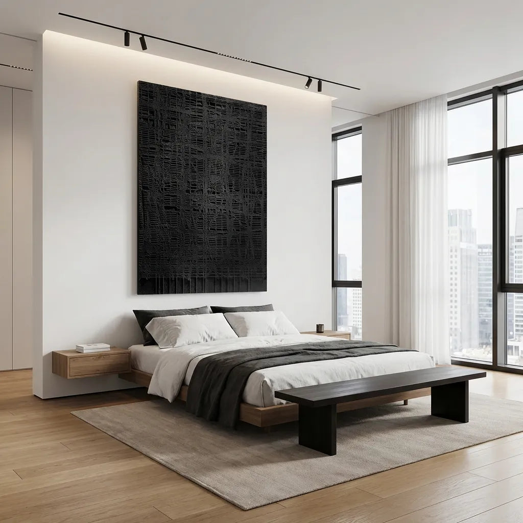 Black Geometric Texture Canvas PM#3660