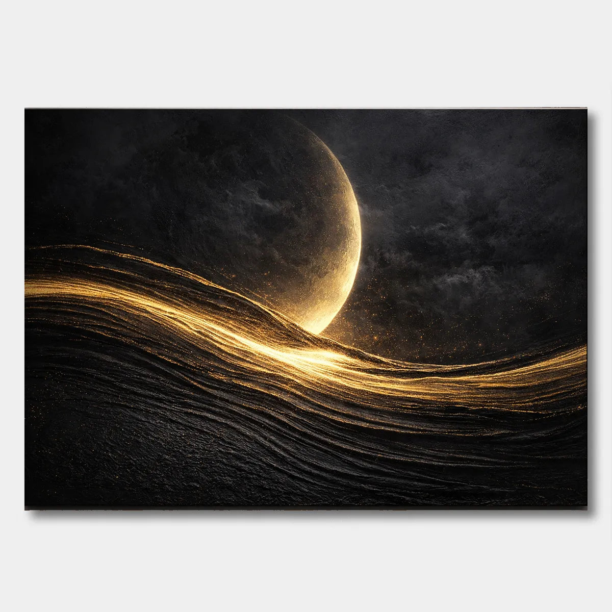 Black Gold Abstract Painting AP#0632