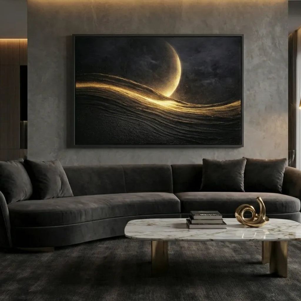 Black Gold Abstract Painting AP#0632