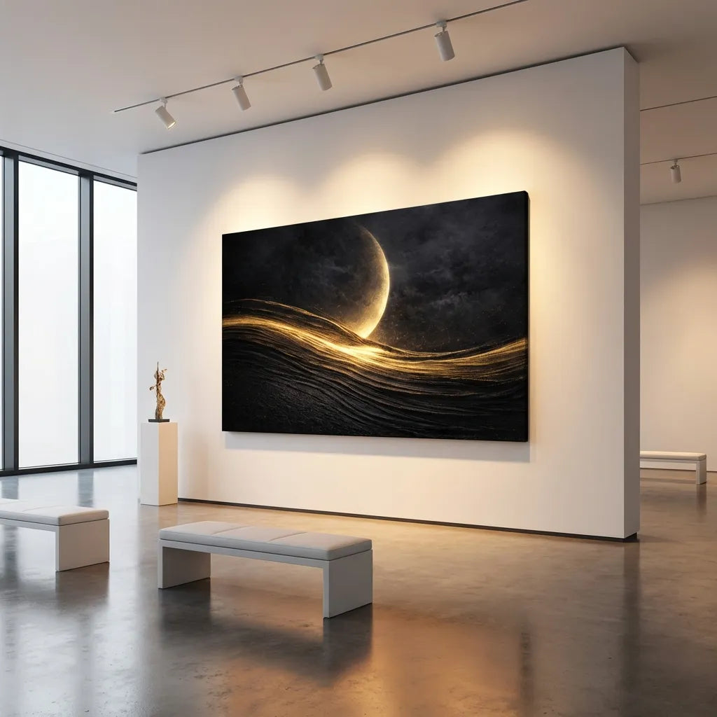 Black Gold Abstract Painting AP#0632