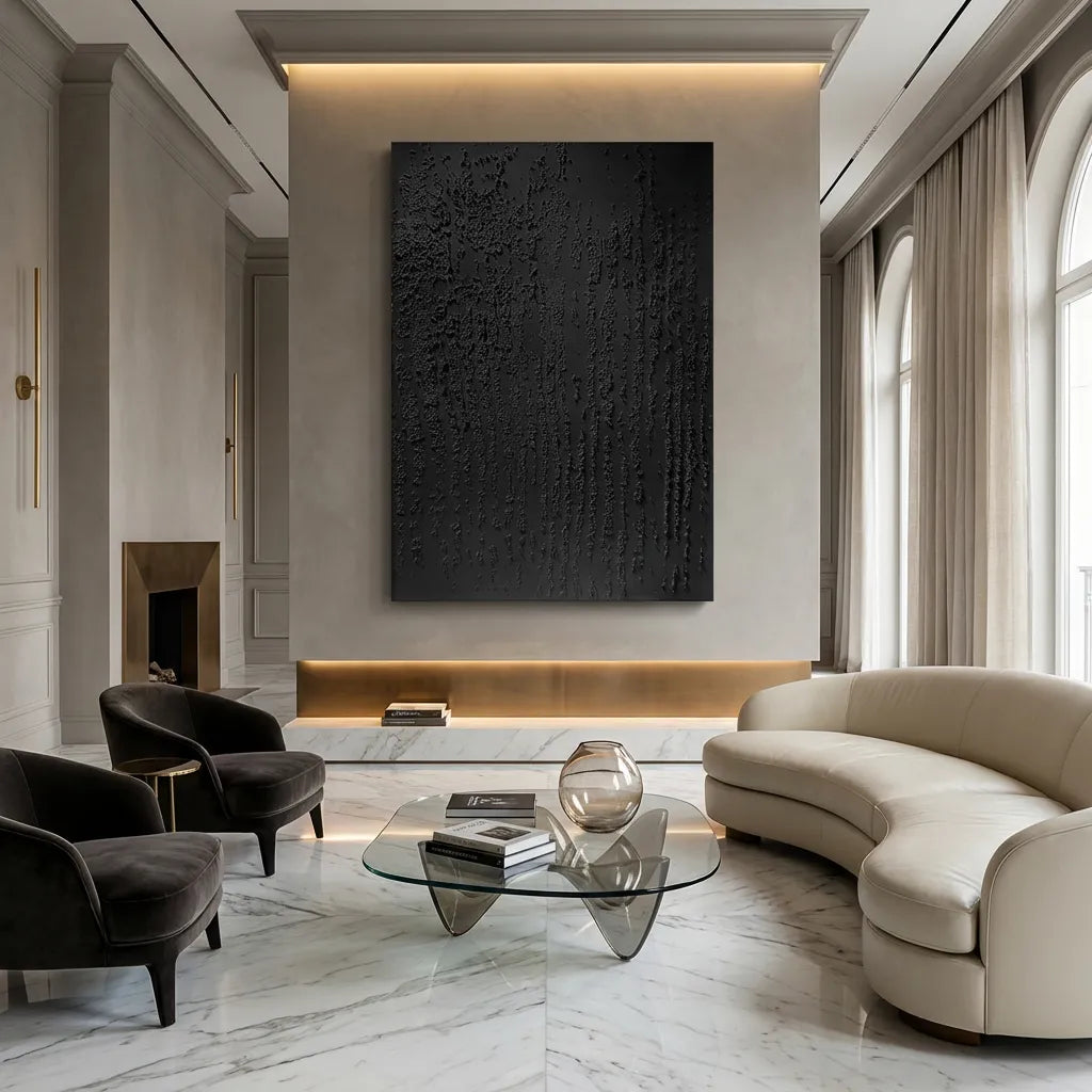 Black Textured Abstract Canvas PM#3673