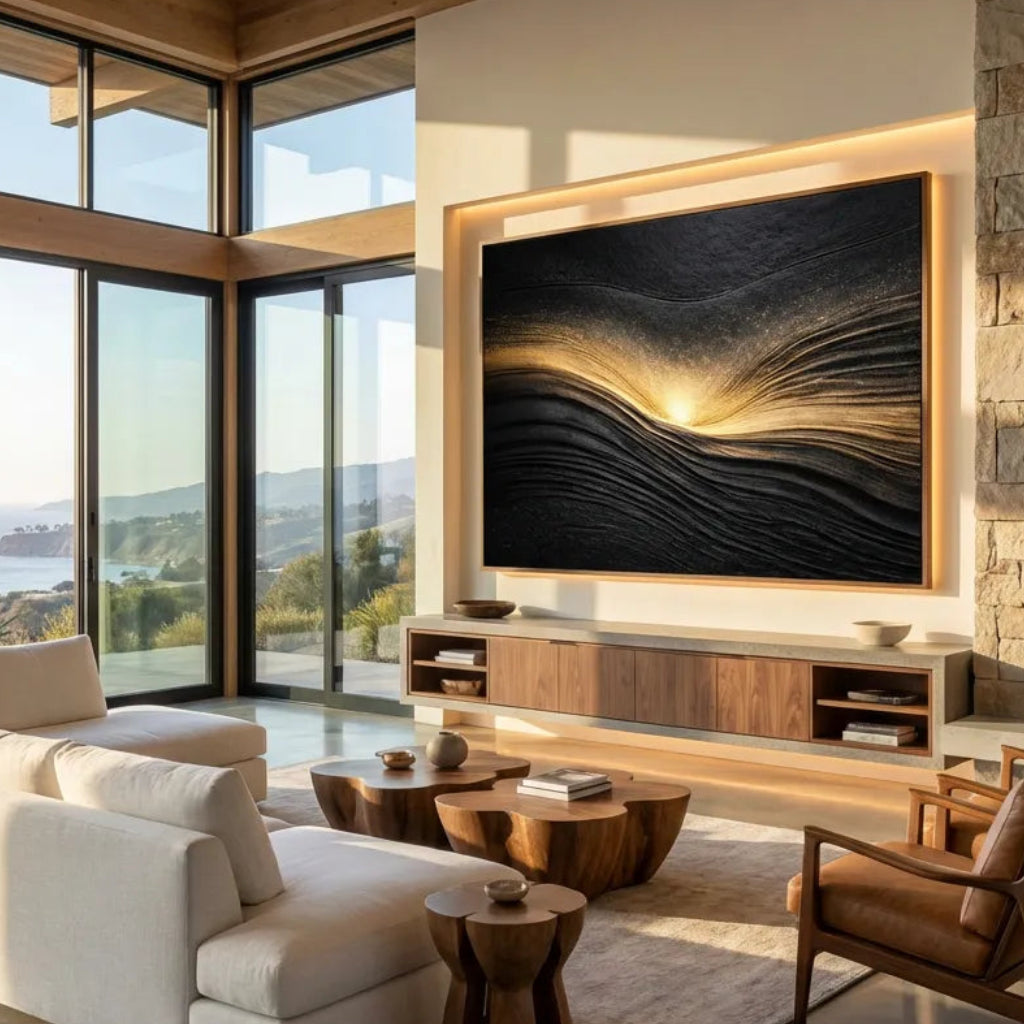 Black Textured Abstract Painting AP#0631