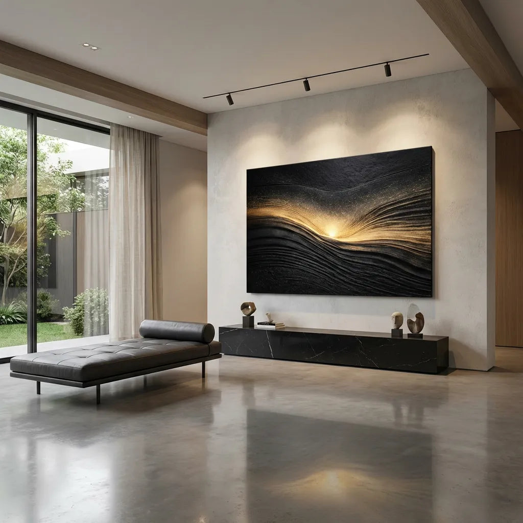 Black Textured Abstract Painting AP#0631