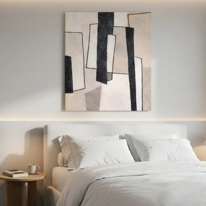 Black & Neutral Architectural Abstract Painting AA#0286