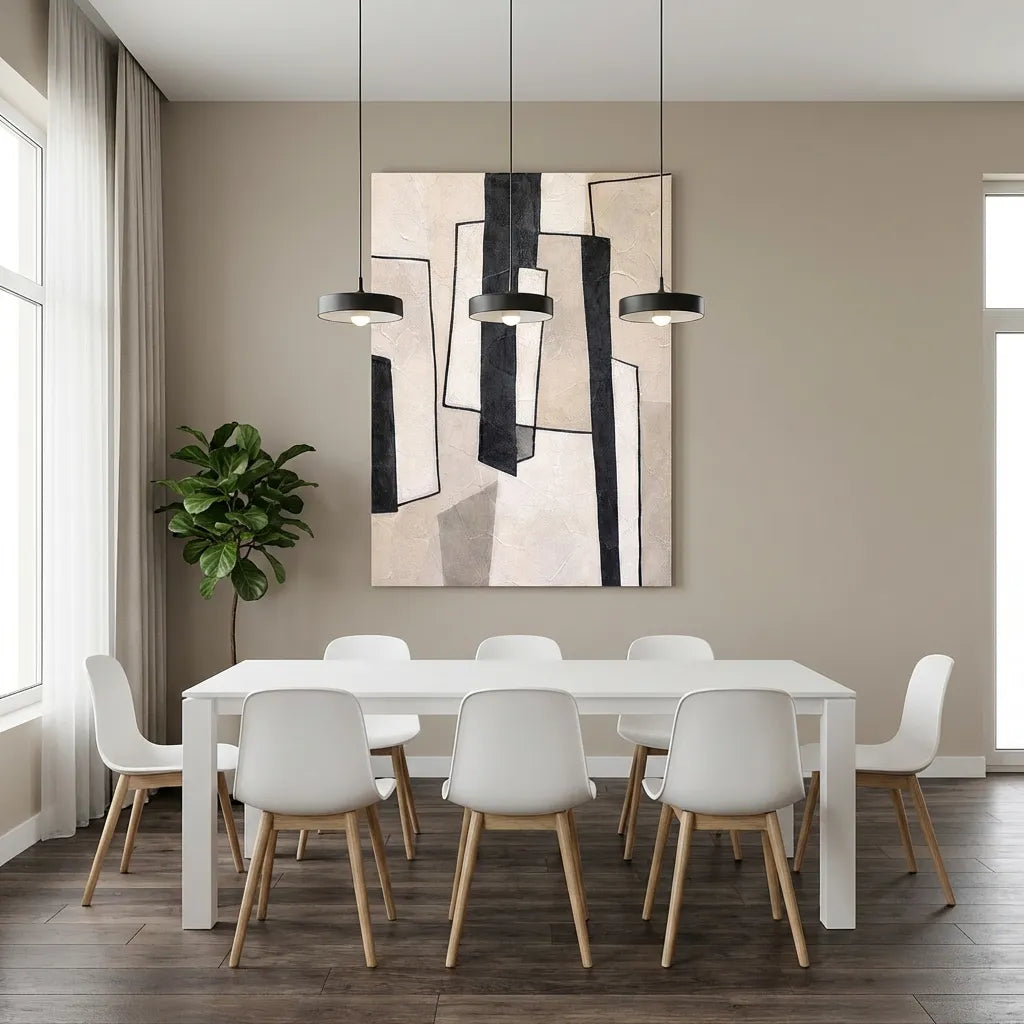 Black & Neutral Architectural Abstract Painting AA#0286