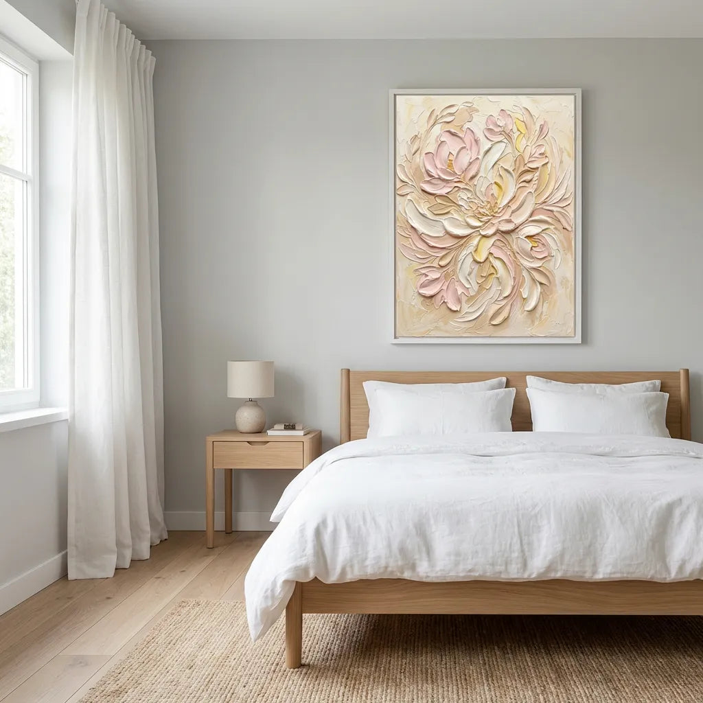 Blush Cream Abstract Floral Painting AA#0235