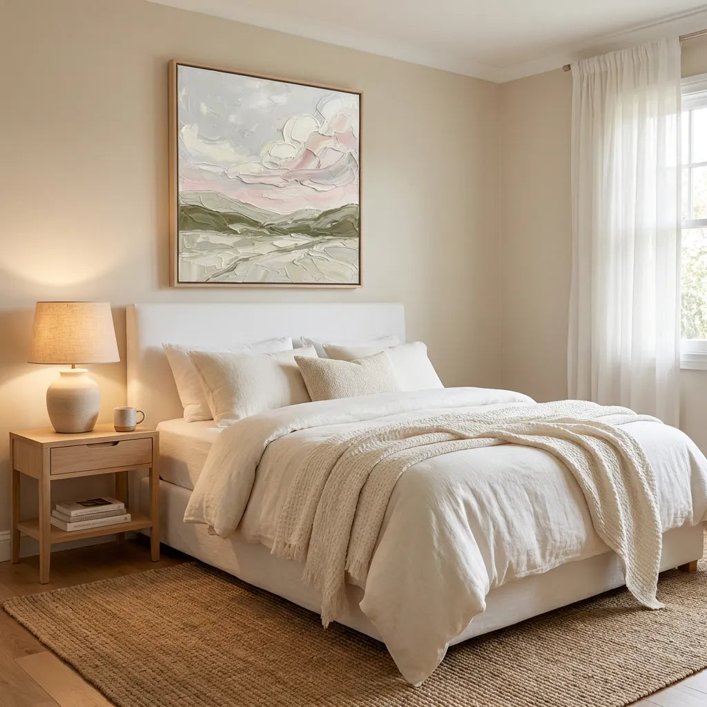 Blush Sky Impasto Landscape Painting AA#0222