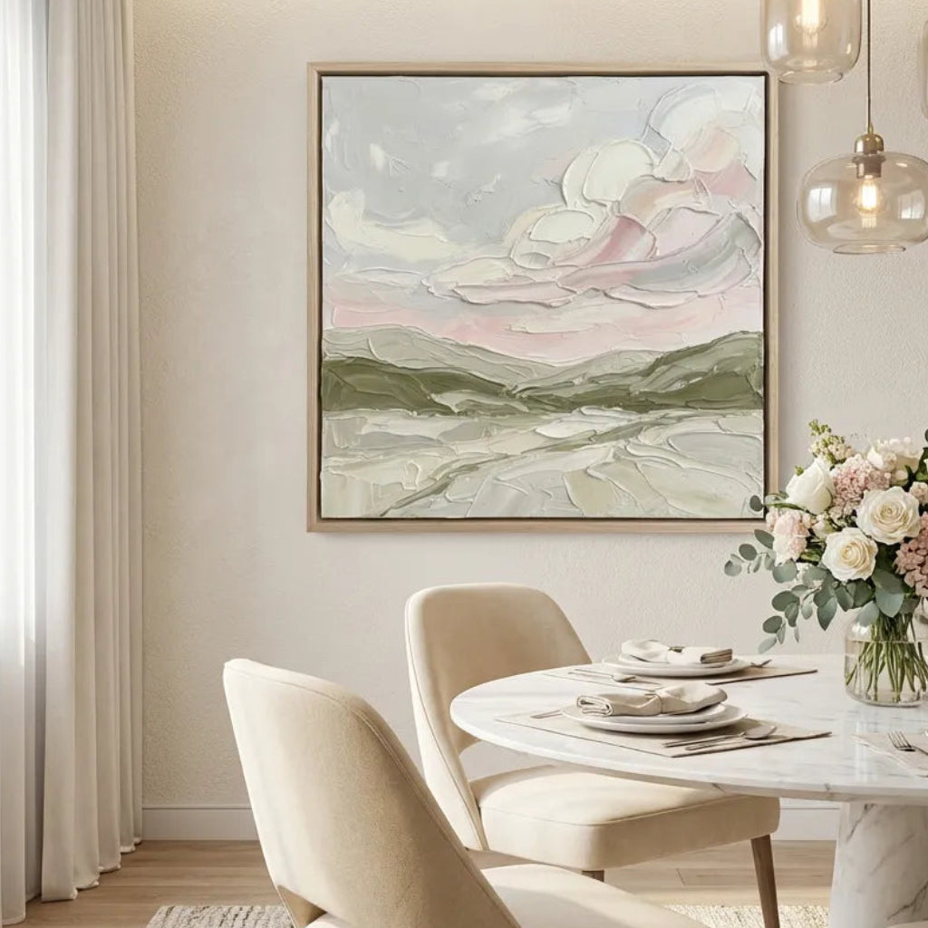 Blush Sky Impasto Landscape Painting AA#0222