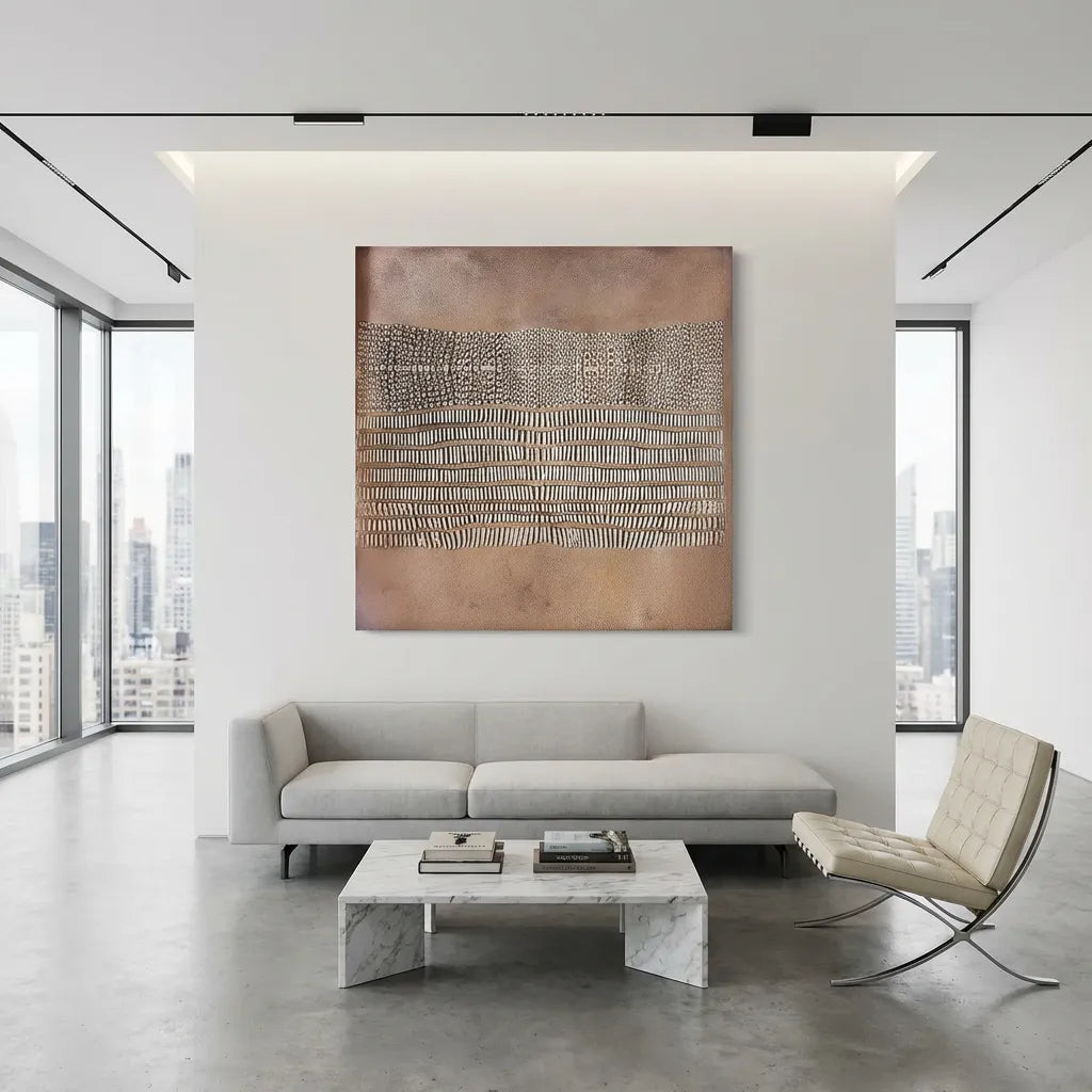 Brown Textured Tribal Abstract Painting PM#3682