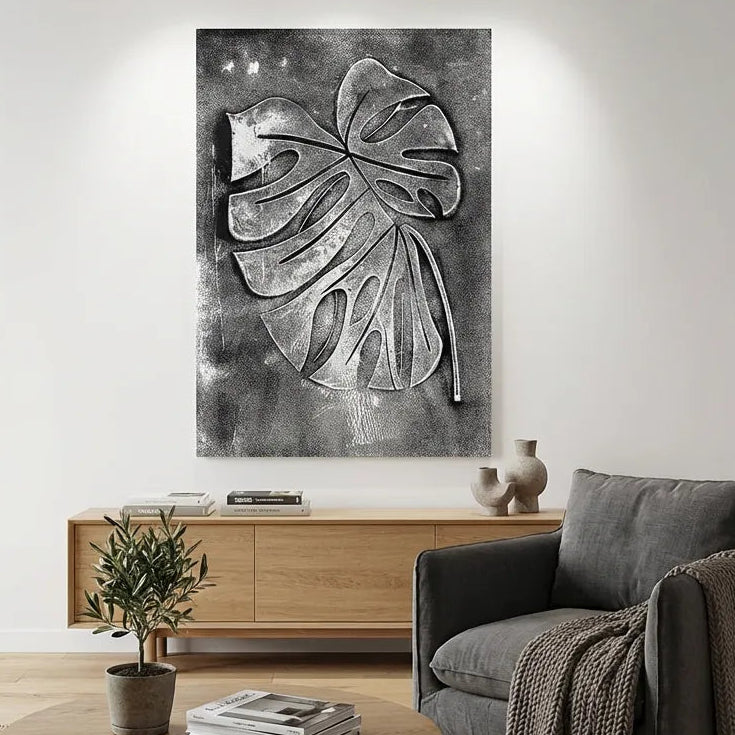 Charcoal Botanical Relief Canvas PM#3644