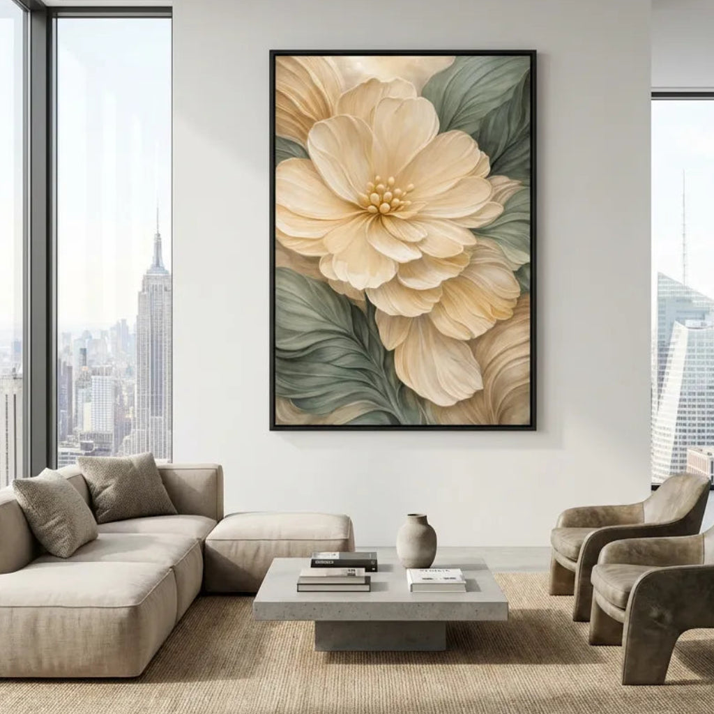 Cream Garden Bloom-Botanical Painting AP#0661