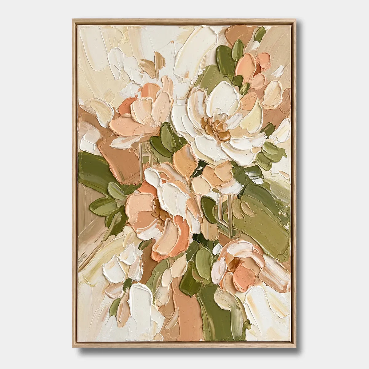 Cream Meadow-Peach Floral Texture Painting  AP#0656