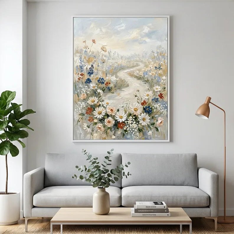 Cream Wildflower Path Painting AA#0253