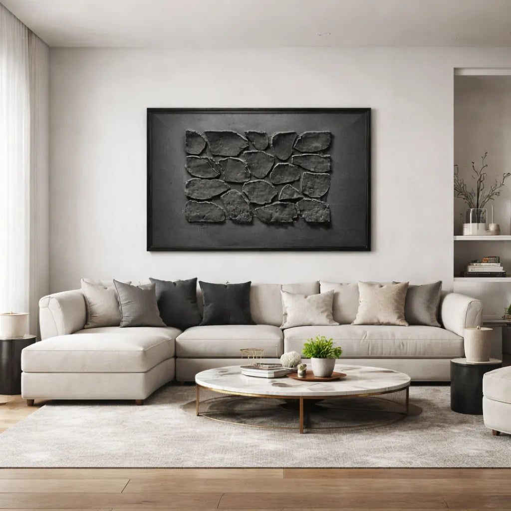 Dark Stone Relief Textured Wall Art PM#3699