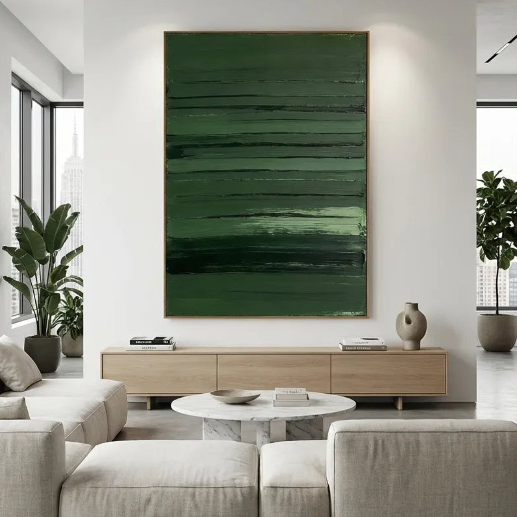 Deep Green Minimal Abstract Painting AP#0651