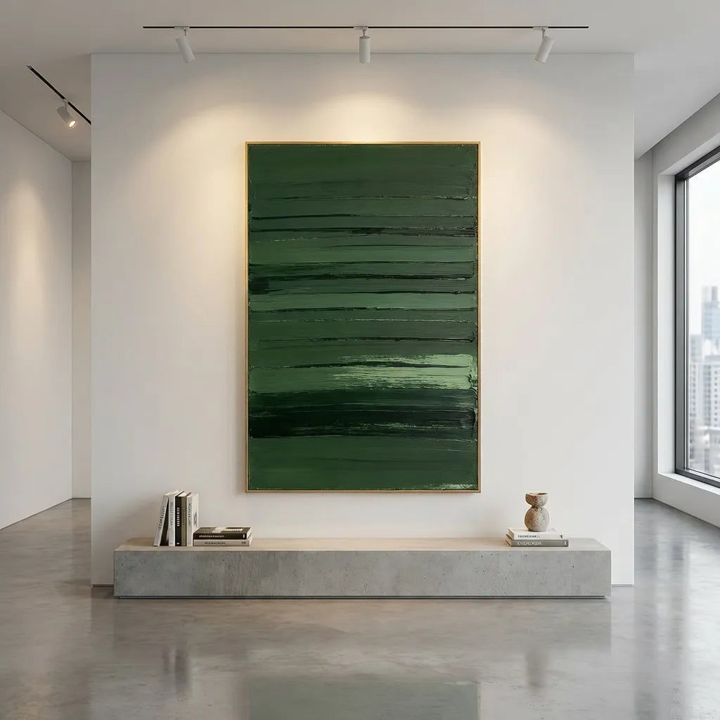 Deep Green Minimal Abstract Painting AP#0651