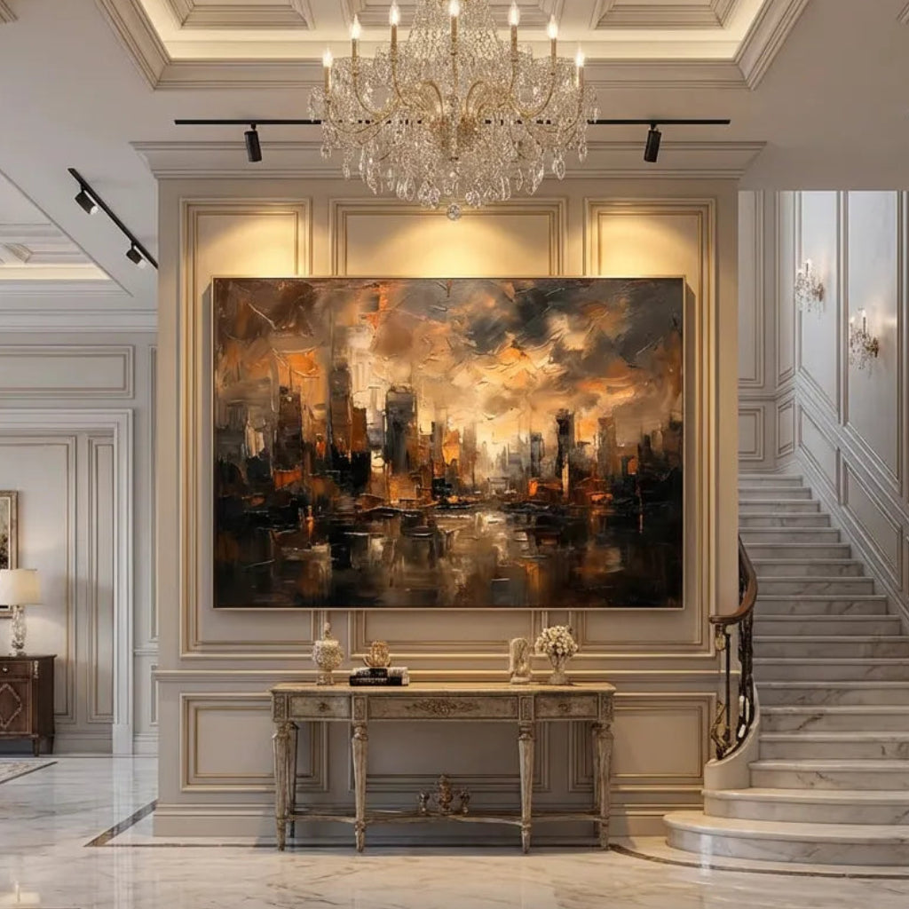 Ember Skyline-Abstract City Painting AP#0649