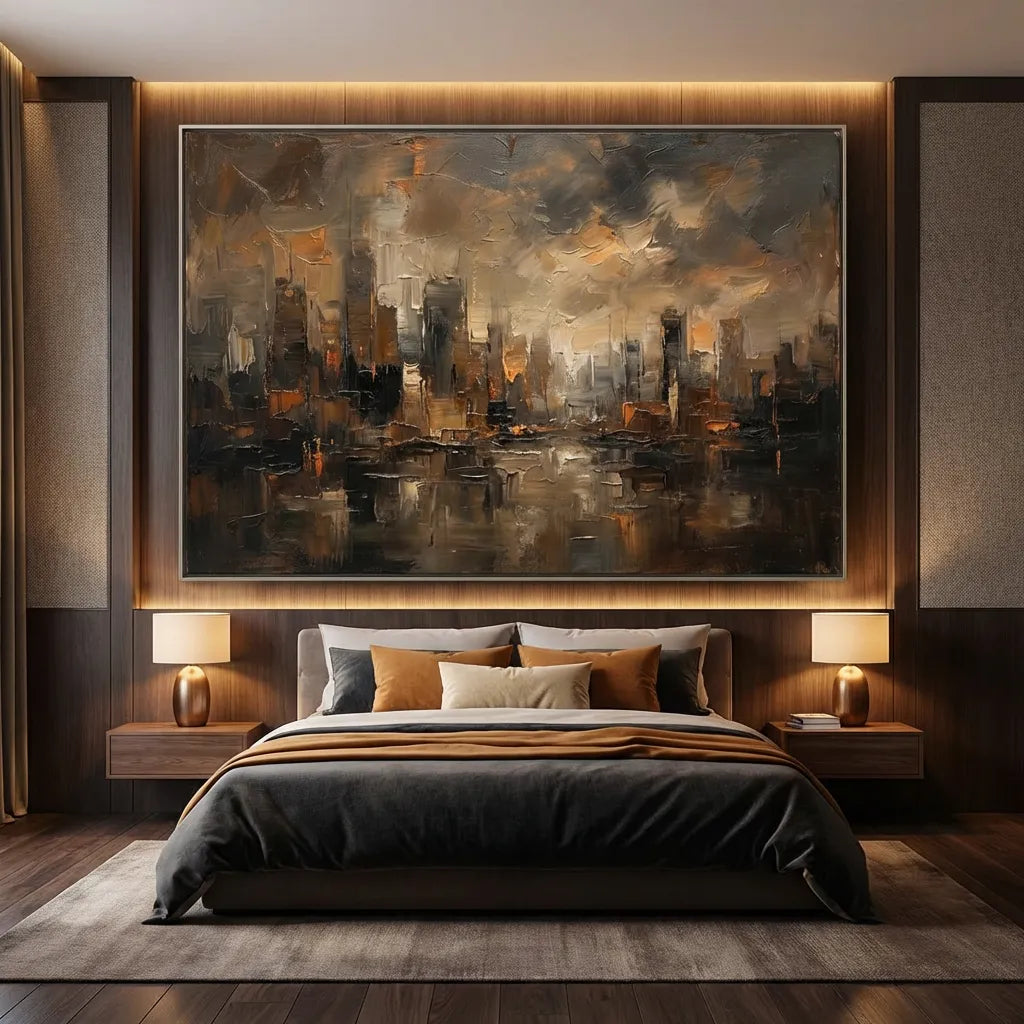 Ember Skyline-Abstract City Painting AP#0649