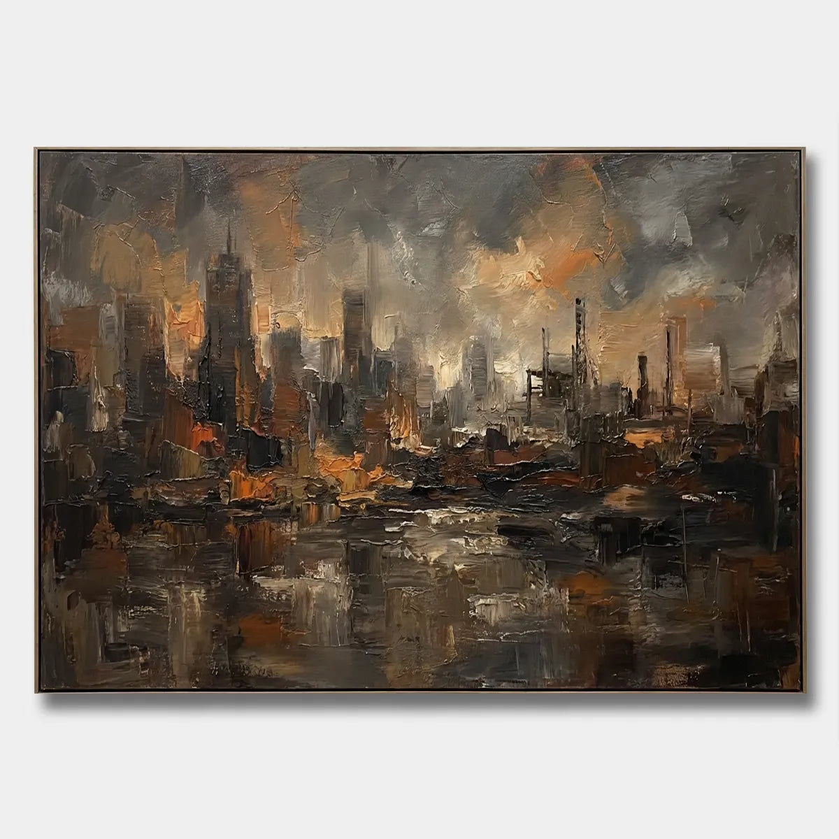 Ember Skyline-Abstract City Painting AP#0649