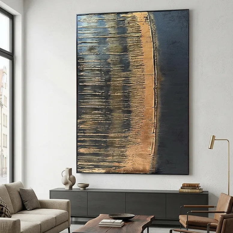 Gold Abstract Relief Print for Luxury Modern Living Room YY#1510