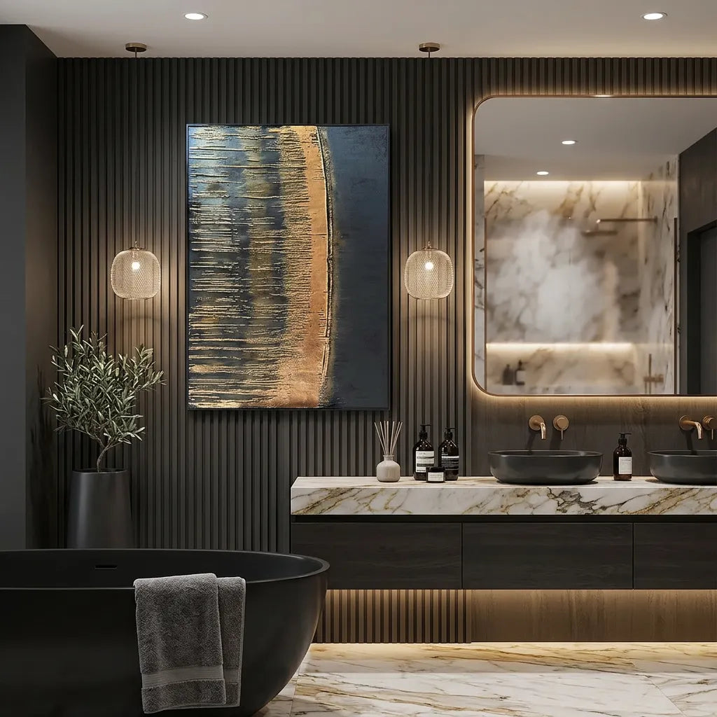 Gold Abstract Relief Print for Luxury Modern Living Room YY#1510