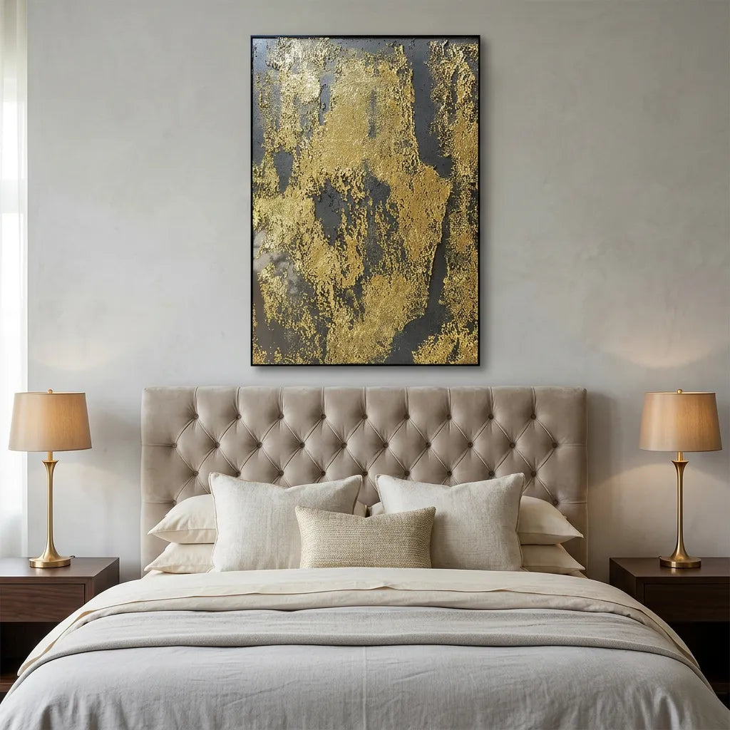 Gold Abstract Relief Print for Modern Luxury Living Room YY#1525