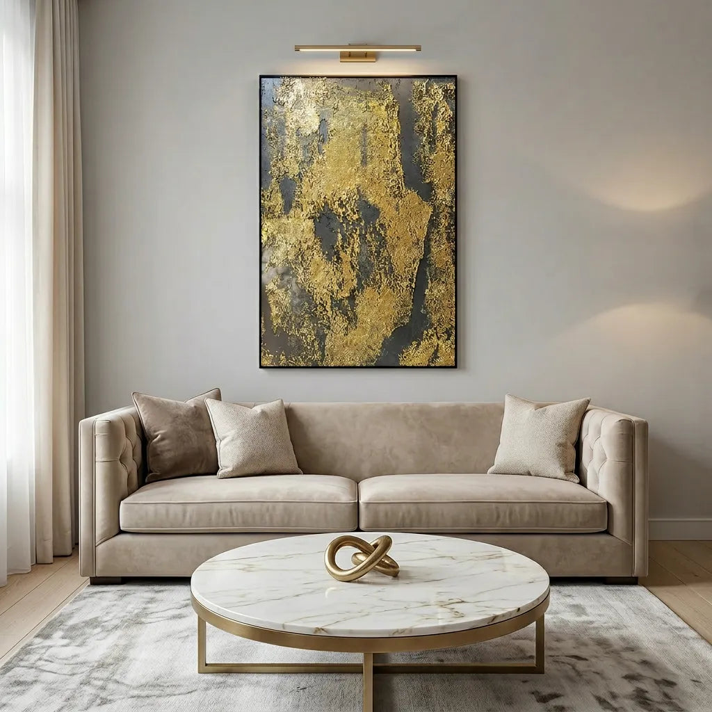 Gold Abstract Relief Print for Modern Luxury Living Room YY#1525