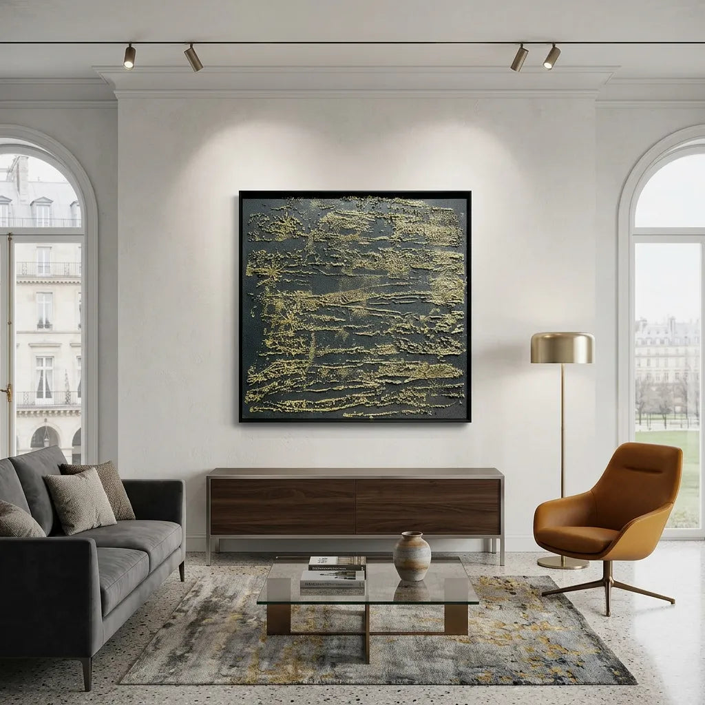 Gold Abstract Relief Print for Modern Luxury YY#1521