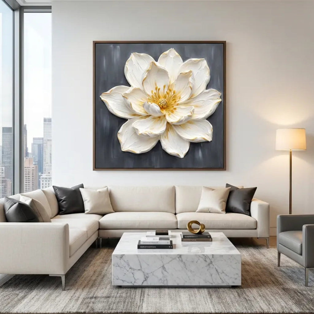 Gold Textured Flower Painting AP#0630