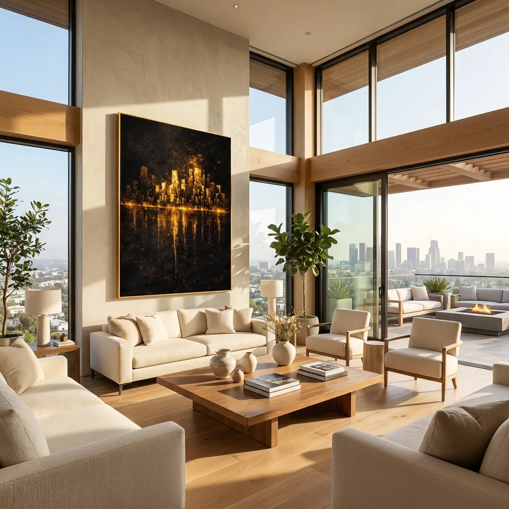 Golden Horizon-City Skyline Painting AP#0620